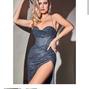 Elegant Silver Evening Gown